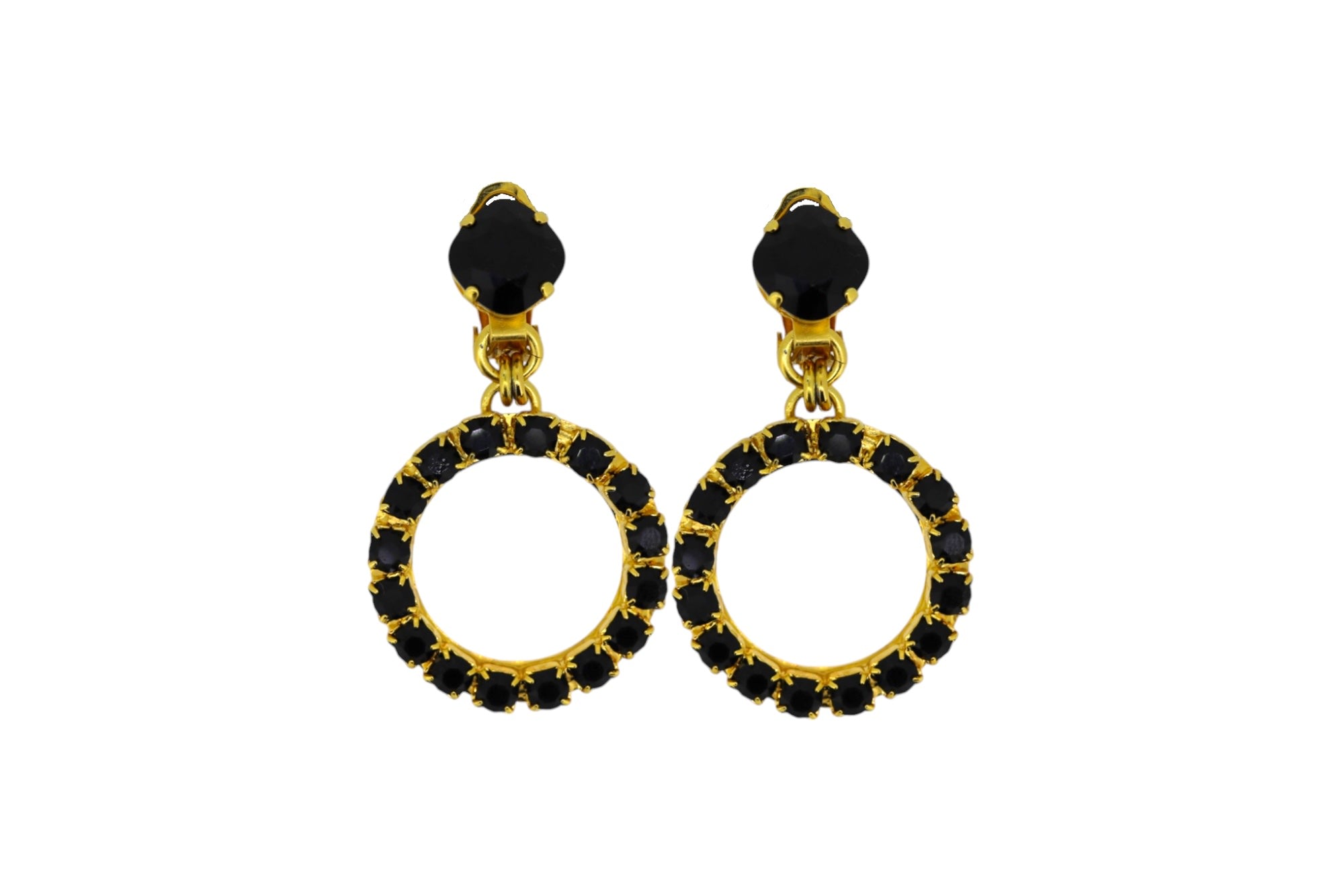 Vickisarge Women's The Small Black Hoop Earrings In Gold - Pierced In Black