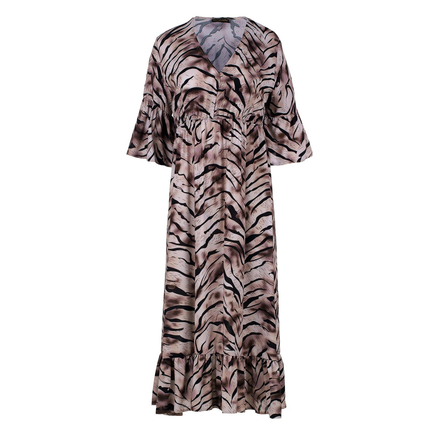 Conquista Women's Print Ruffle Detail Midi Dress