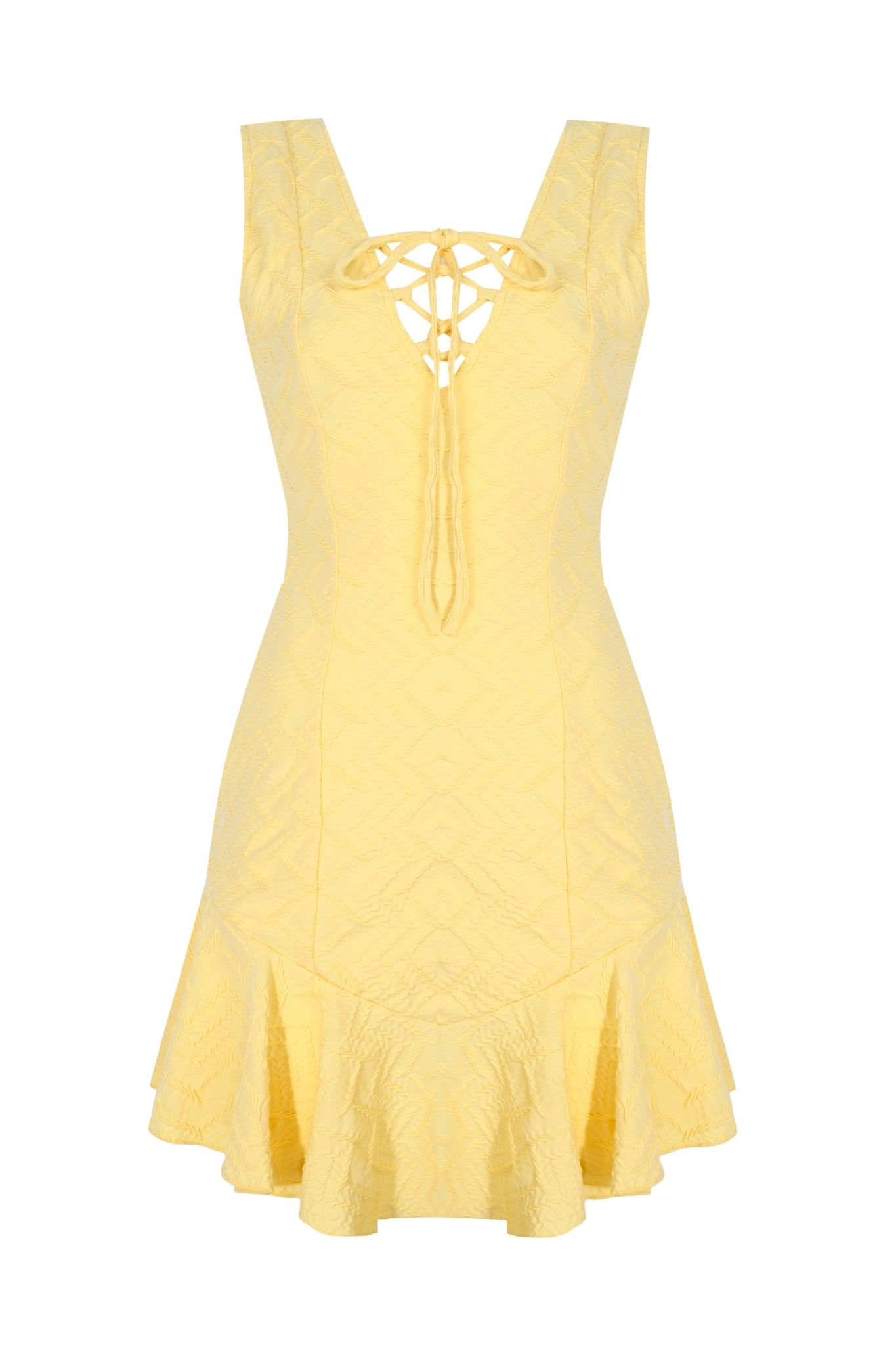 Women's Duchess Ruffled Yellow Mini Dress | Large | No'design