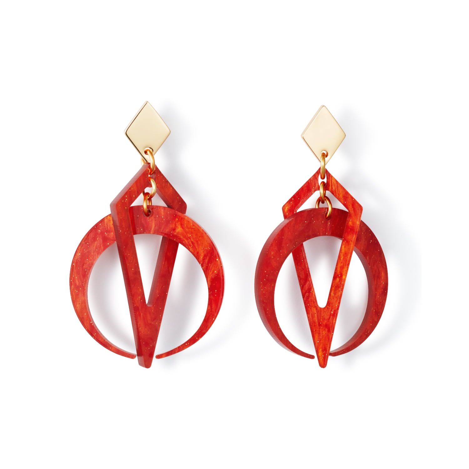 Toolally Women's Red / Yellow / Orange Petite Crescent Hoop Earrings - Sienna Red