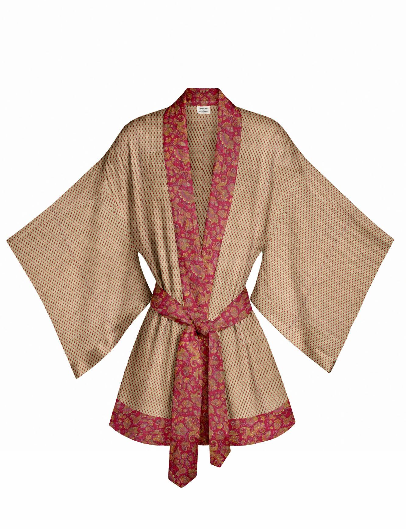 Women's Neutrals One Of A Kind Recyled Sari Kimono Seven | One Size | Artemis Muse