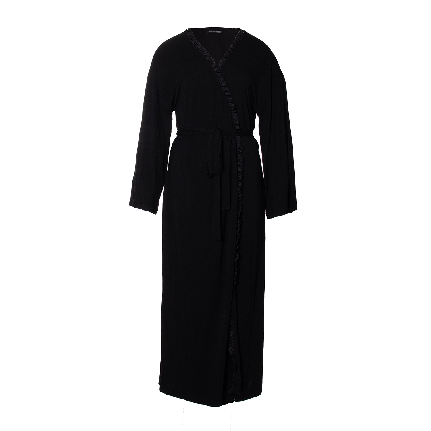 Pretty You Women's Bamboo Frill Kimono In Black In Black