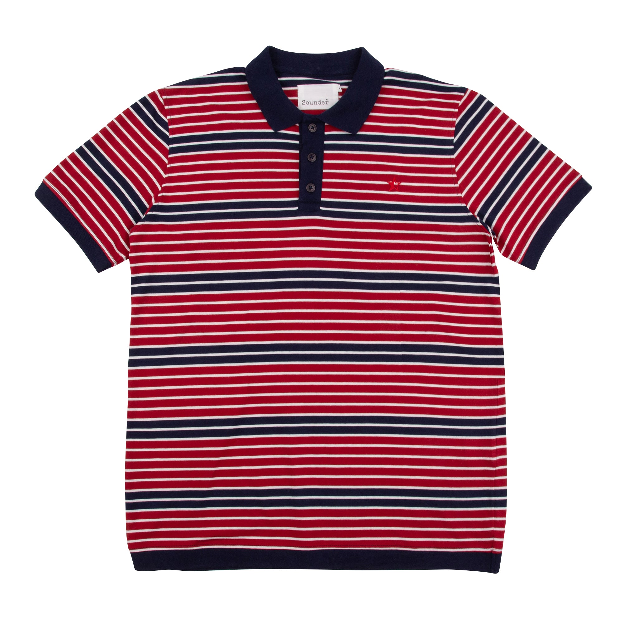 Men’s Monterey Stripe Polo - Deep Red & Deep Navy Large Sounder