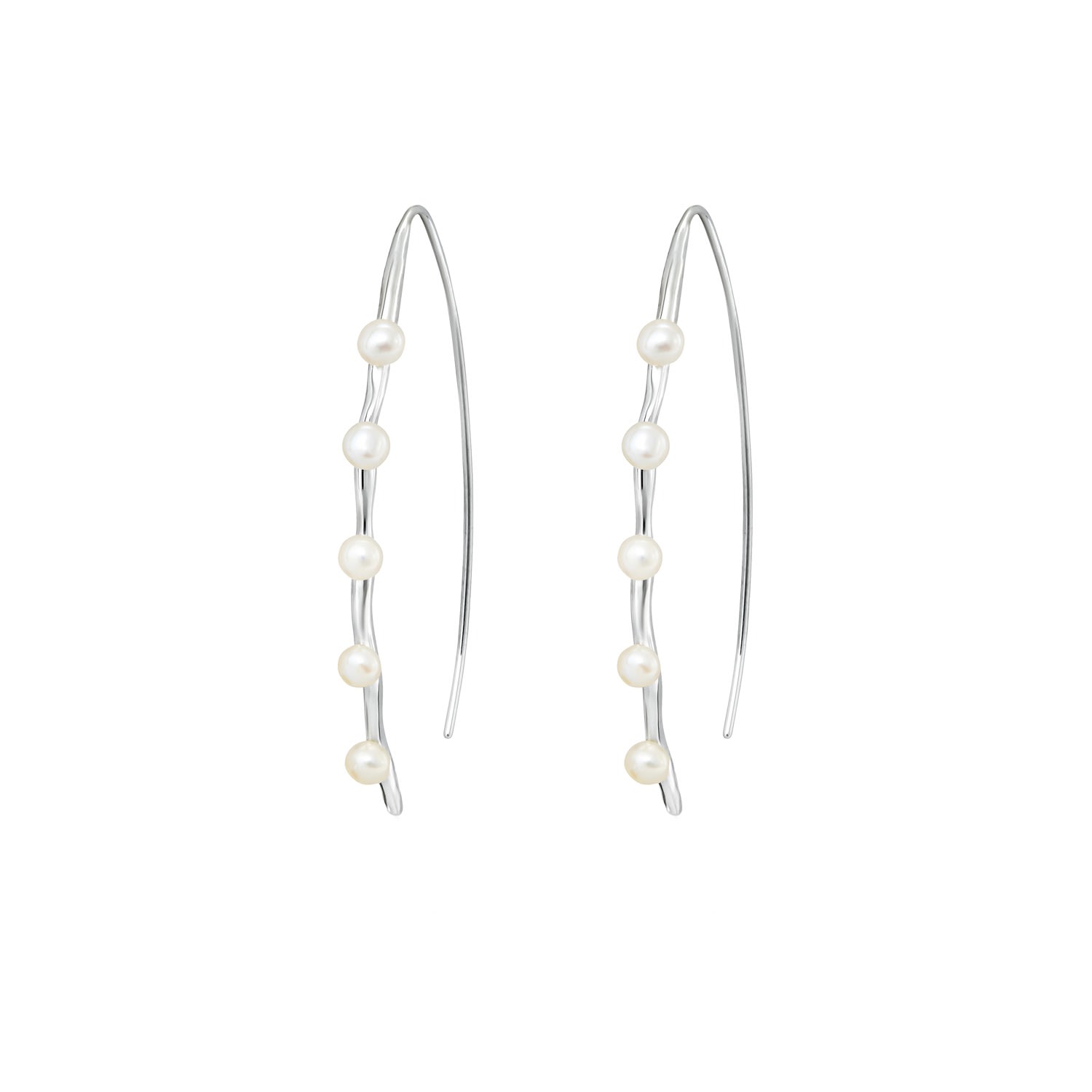 Dower & Hall Women's Short Waterfall Pearl Drop Earrings In Sterling Silver In Metallic