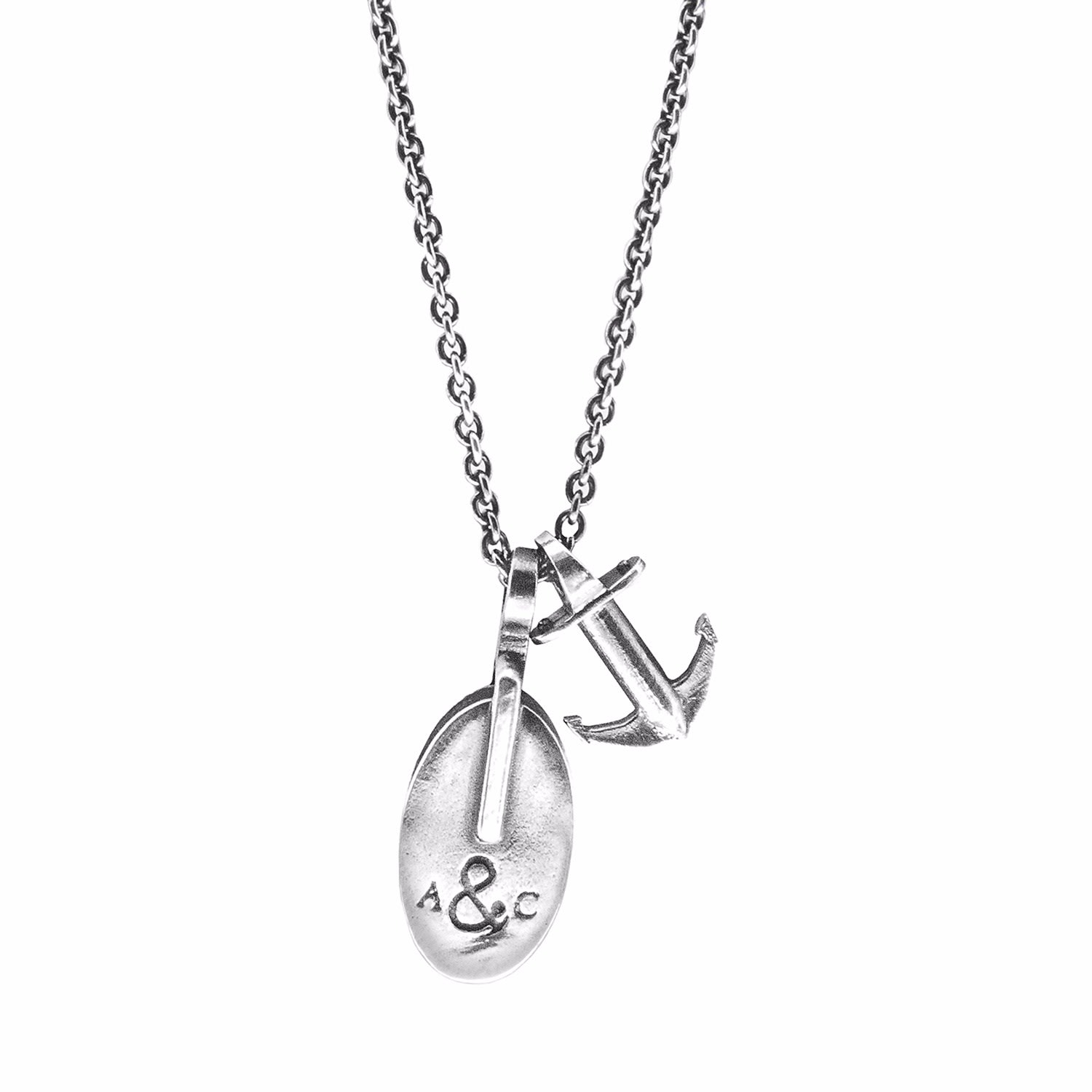 Men’s London Pulley Silver Necklace Pendant Anchor & Crew