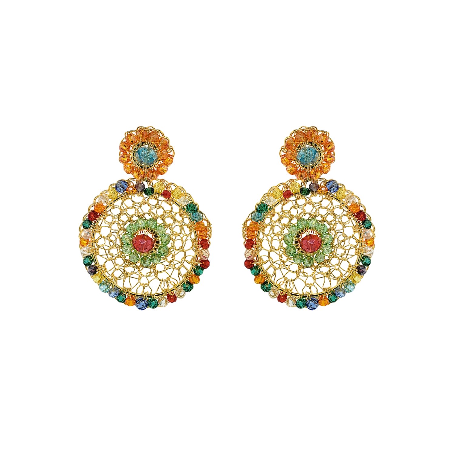 Lavish By Tricia Milaneze Women's Multicolor & Gold Minerva Drop Handmade Crochet Earrings