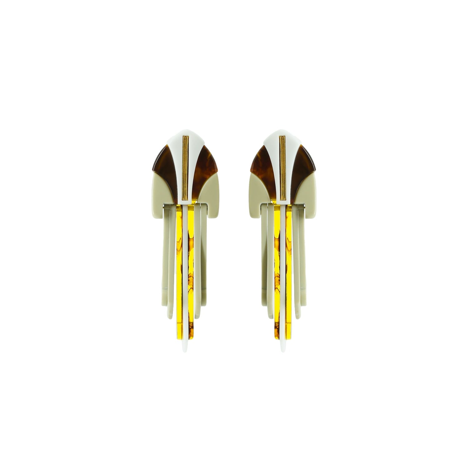 Gissa Bicalho Women's Brown / Neutrals Handmade Acrylic Earring Palm Deco Caramel Granite In Gold