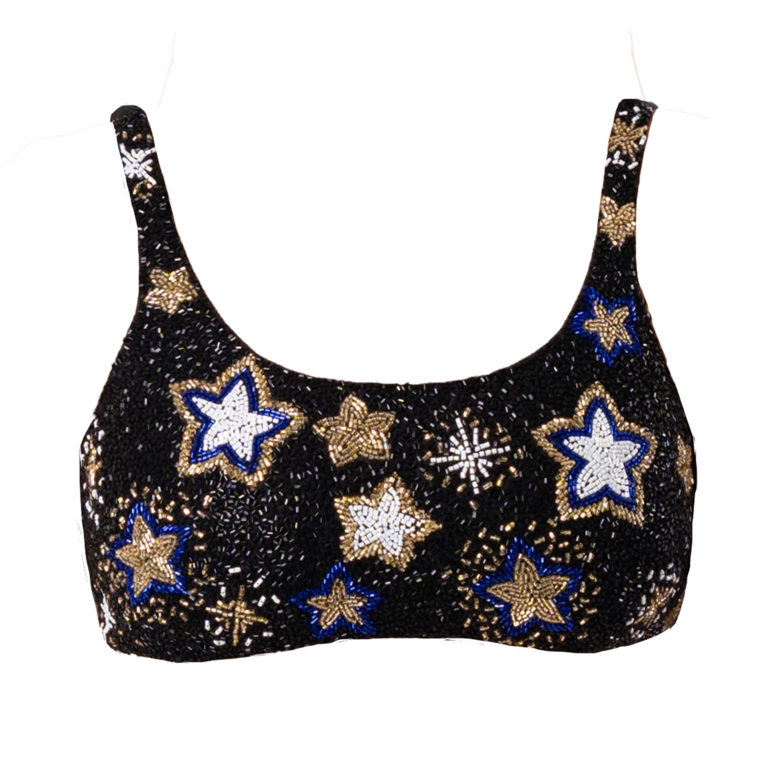 Self-adore Women's Black / Gold Celeste Hand-beaded Embellished Bikini Top- Black