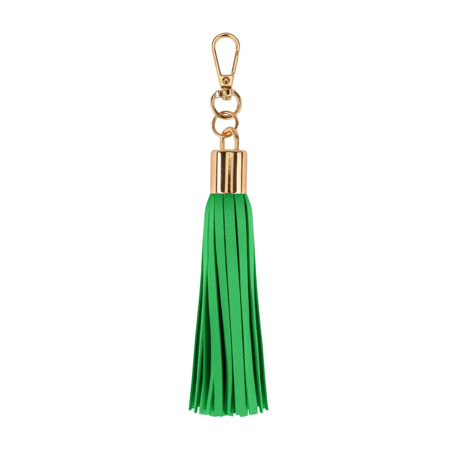 Jlr London Luxe Vegan Leather Tassel Keyring - Green In Green