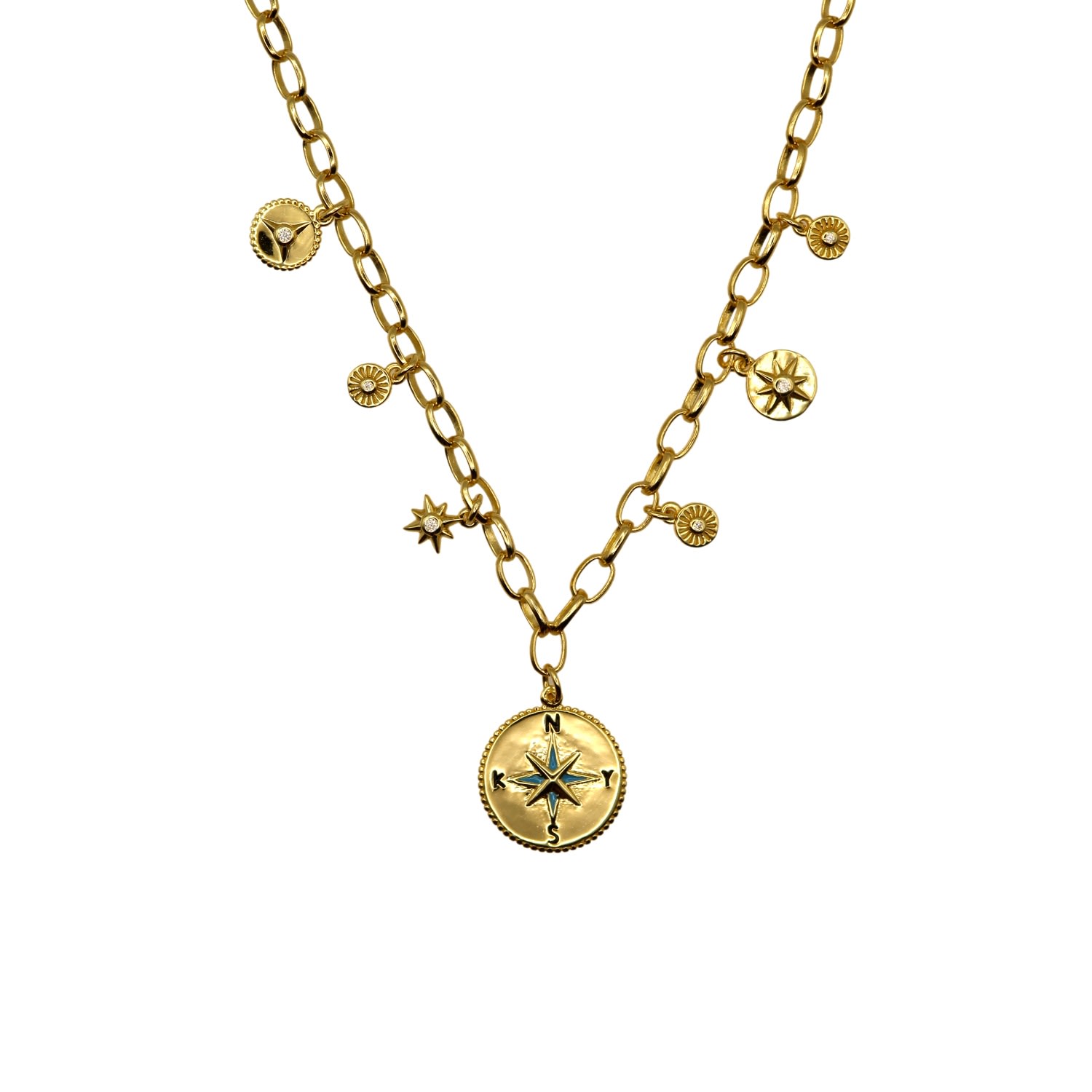 Women’s North Star Charms Gold Necklace Vicstonenyc Fine Jewelry