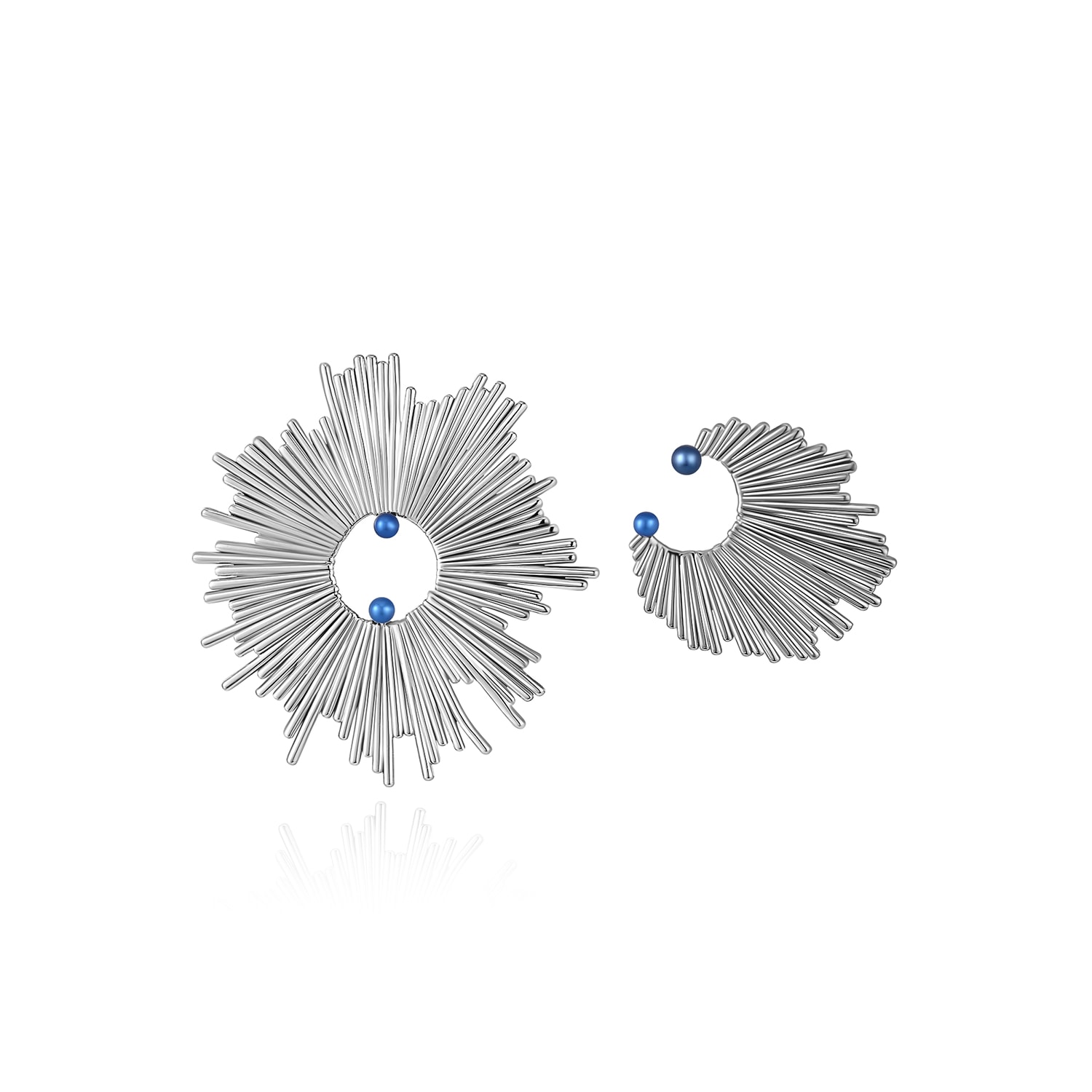 Retro Chic Women's Silver / Blue Dandelion Earrings In Multi