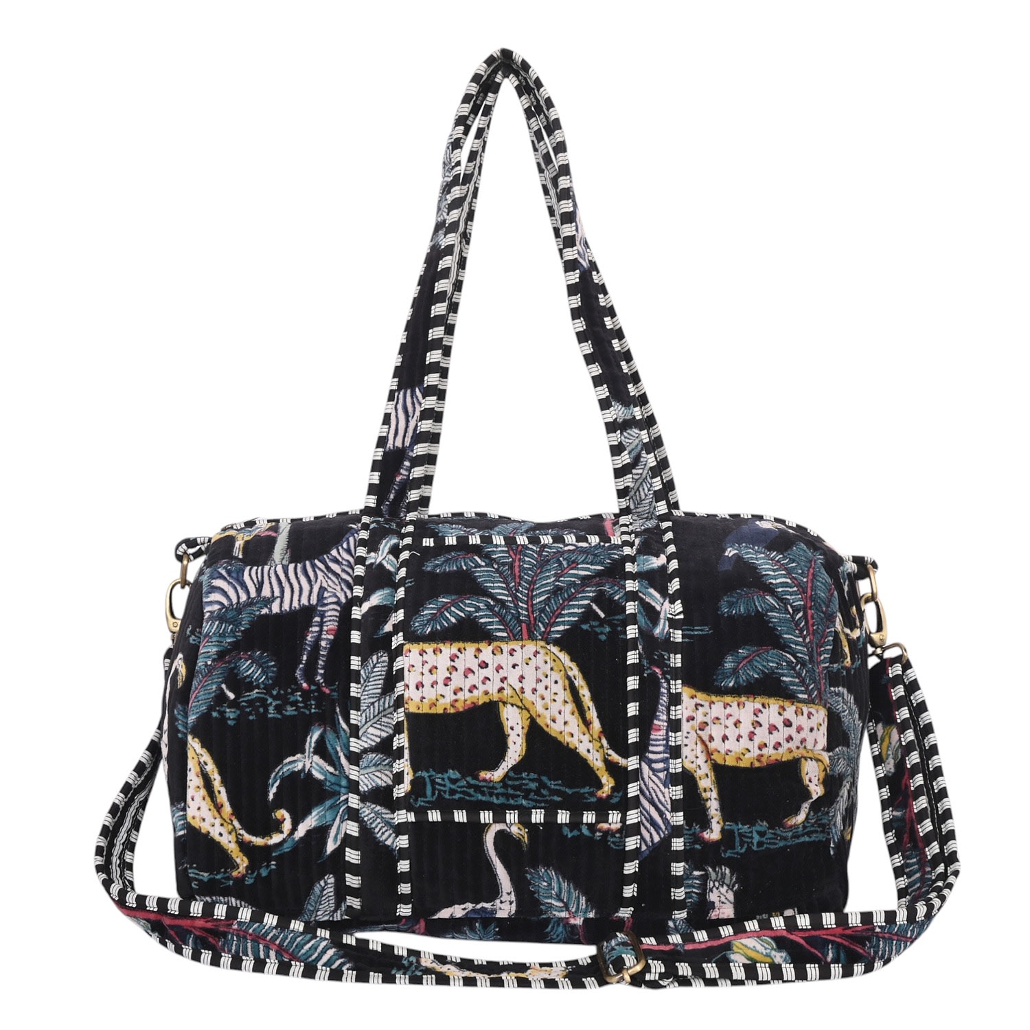 Conscious Yoga Collective The Jungle Velvet Weekender In Black
