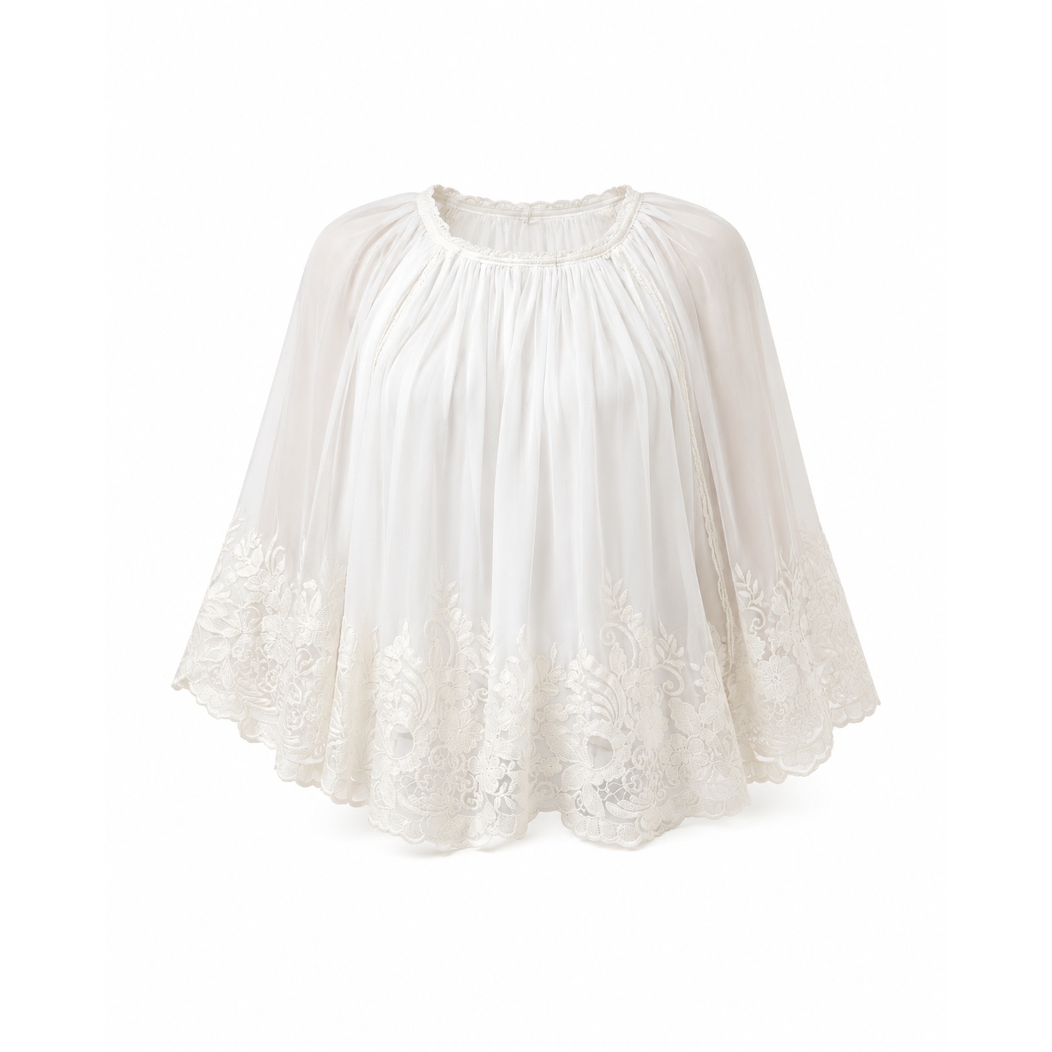 Izabela Mandoiu Women's White Aurélia Embroidered Silk Cape Blouse