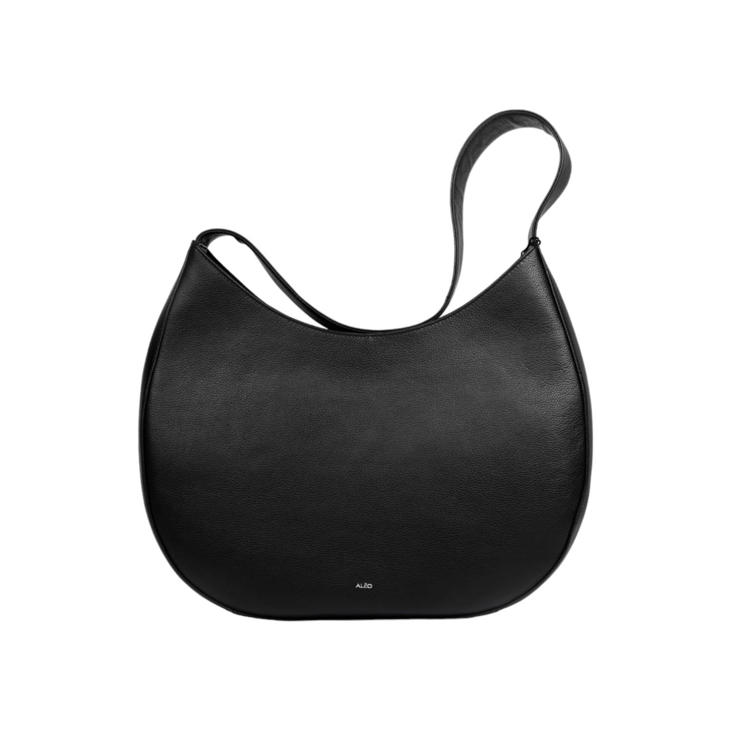 Shop Aleo Women's Simone Shoulder Bag - Black Soft Grained Leather
