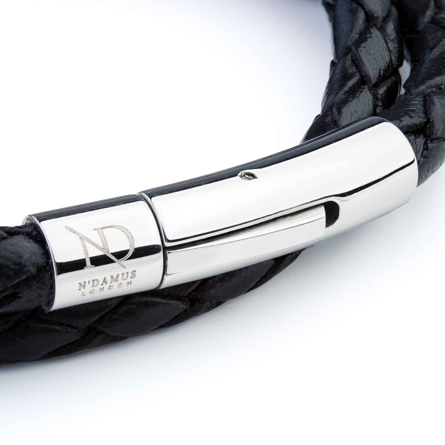 Double Black Leather Bracelet with 14K Clasp