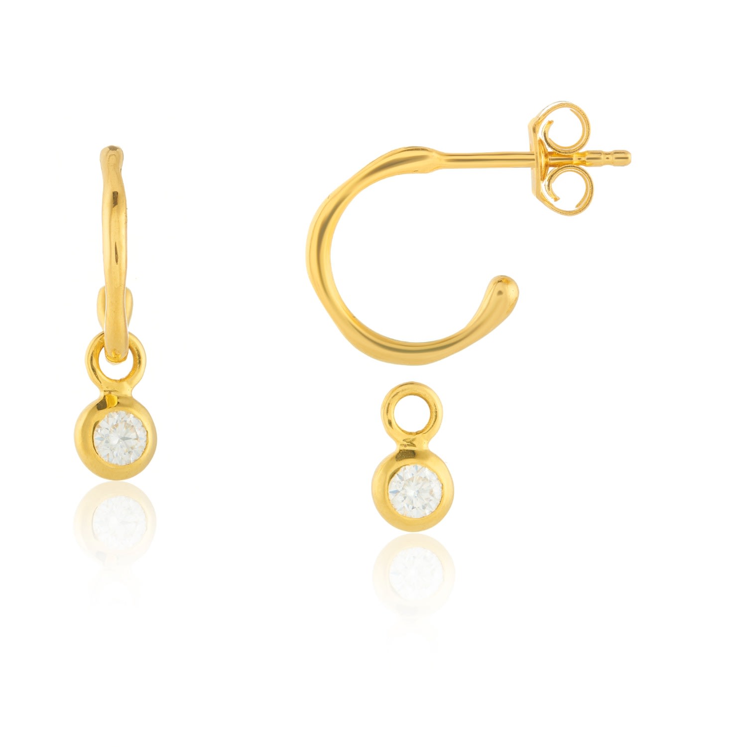 Auree Jewellery Women's Gold / White Hampton Moissanite & Gold Vermeil Interchangeable Gemstone Earrings In Multi