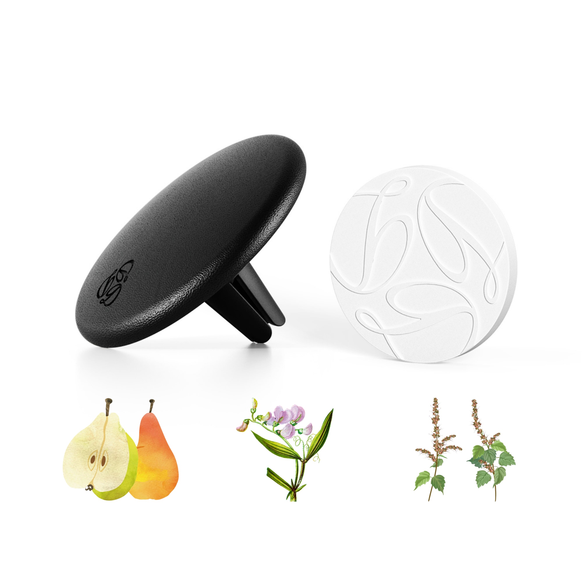 Seree Freesia Black Lambskin Car Diffuser & Insert In Black