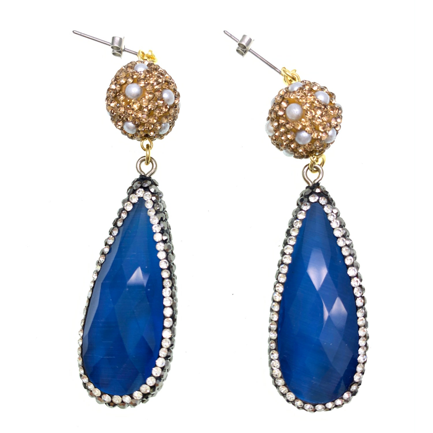 Farra Women's Teardrop Blue Opal Sophisticated Earrings