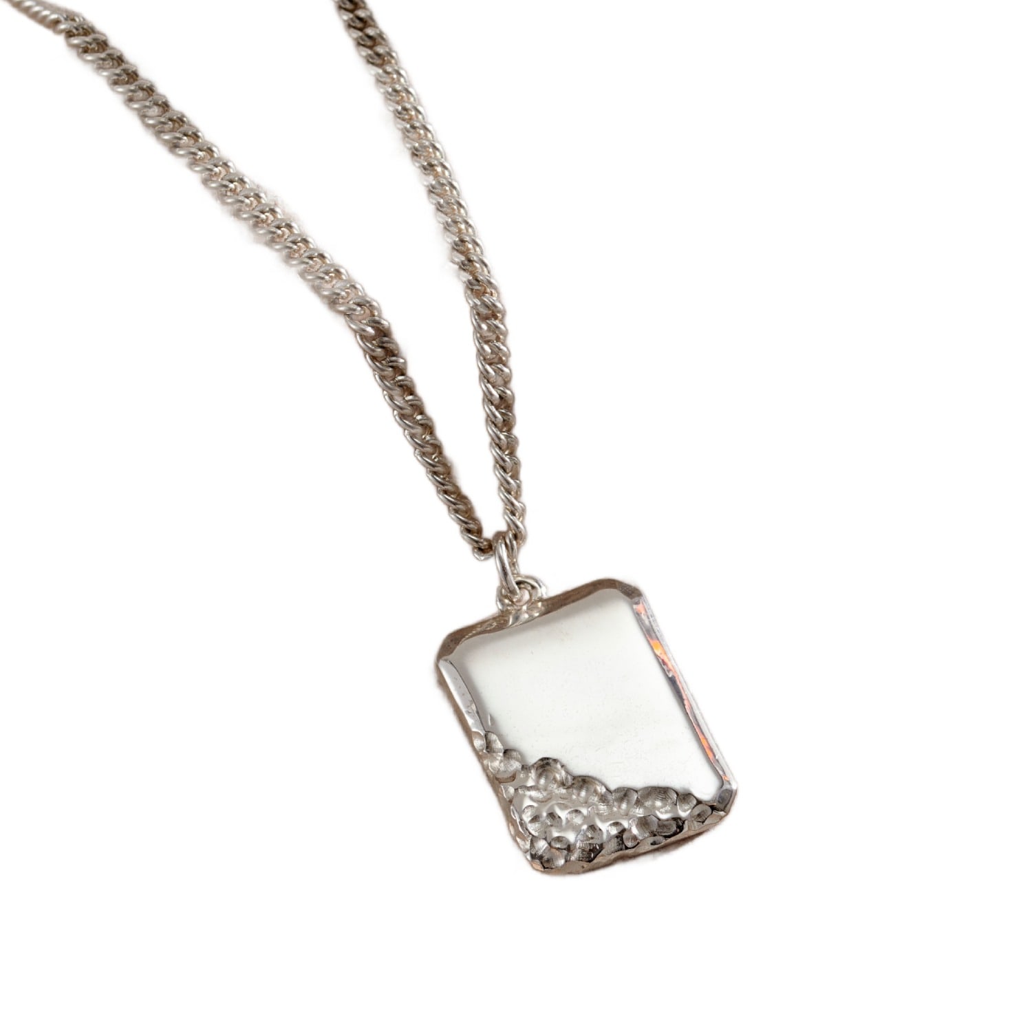 Posh Totty Designs Men's Sterling Silver Bevelled Edge Strata Tag Necklace In Silver