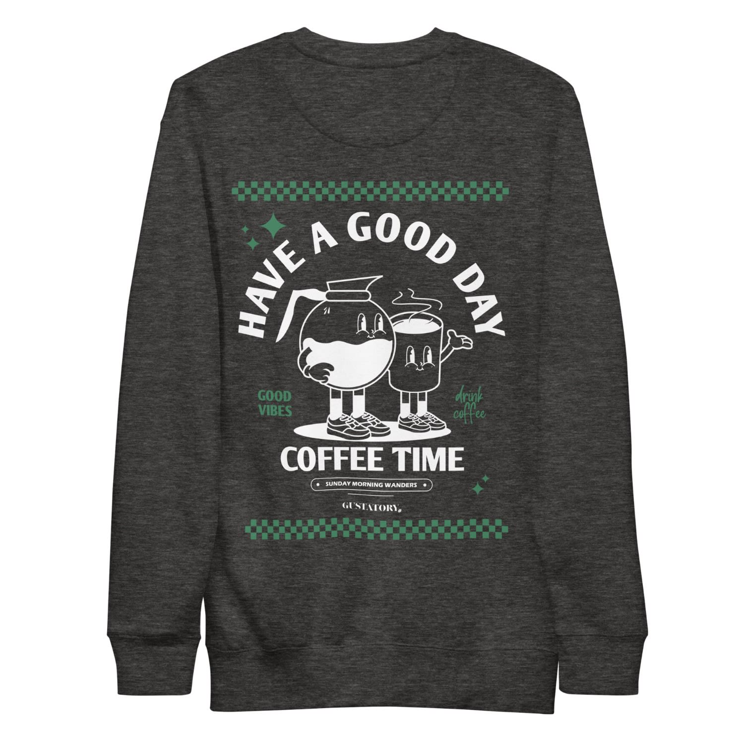 Anchor & Crew Black / Grey Charcoal Heather Gustatory Have A Good Day Cotton Blend Embroidered Sweatshirt - Men In Black/grey