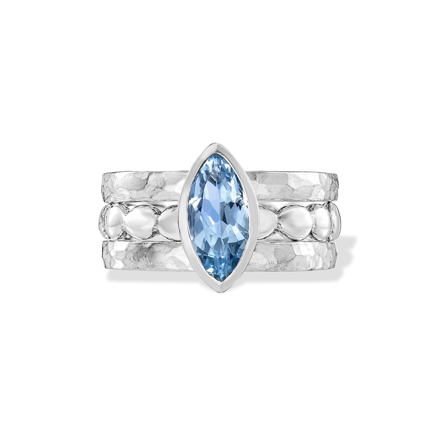 Dower & Hall Women's Silver / Blue Capri Twinkle Stacking Rings Set In Sterling Silver In Multi