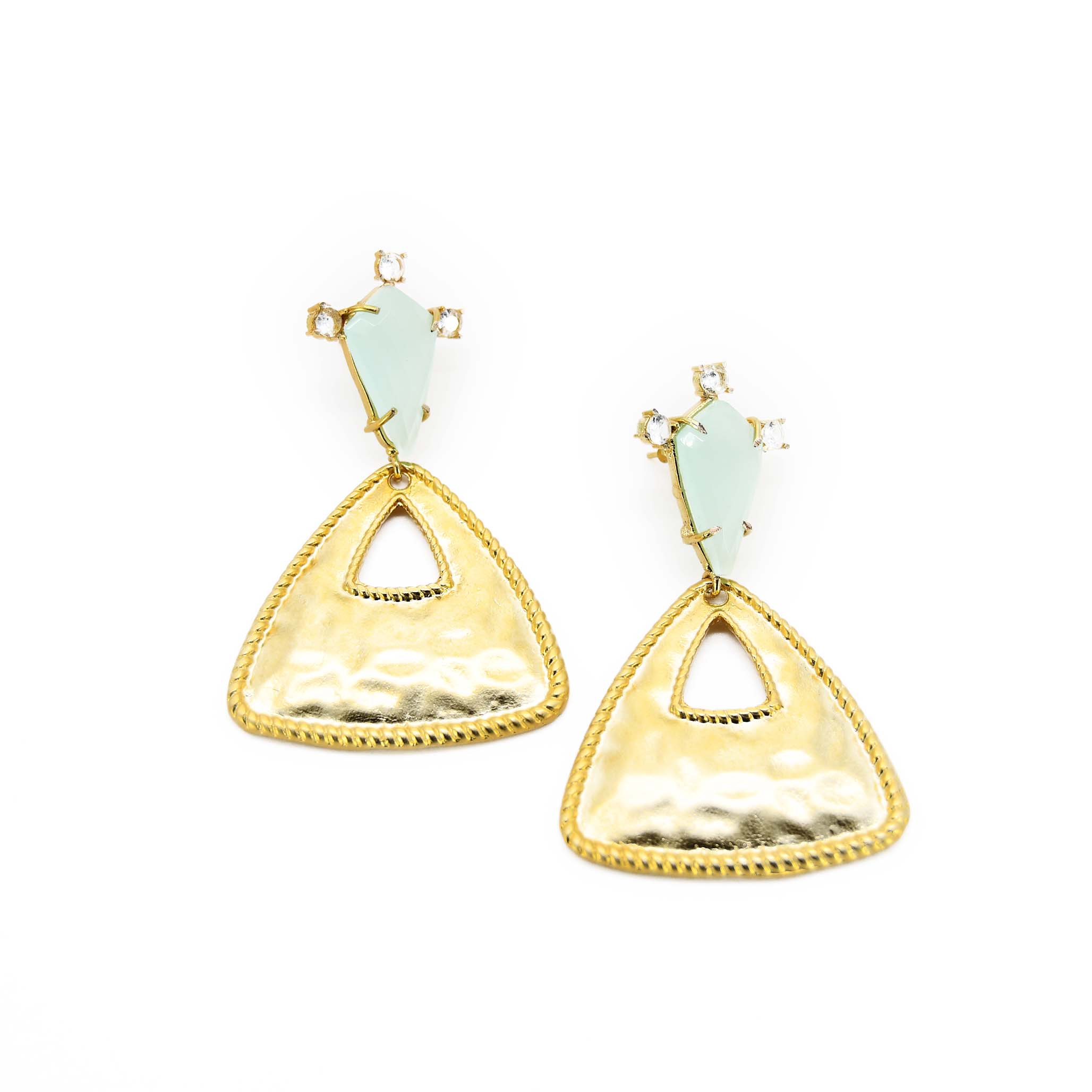 Women’s Gold Aqua Handmade Drop Earring Adiba