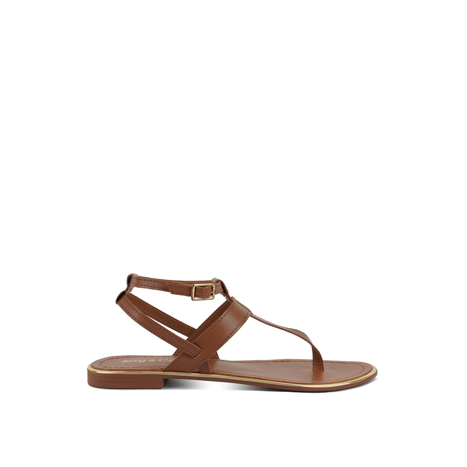 Rag & Co Women's Brown Irene Tan Flat Thong Sandals By
