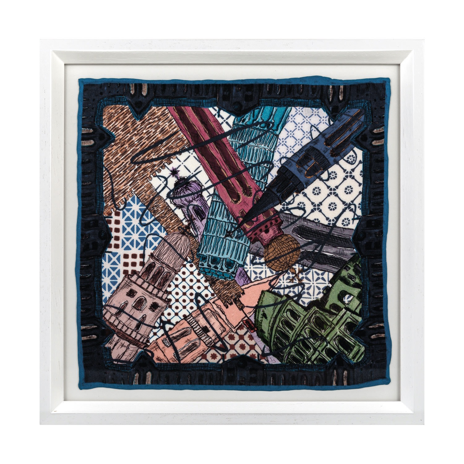 Un Poco Framed Silk Art Collesseum Italy