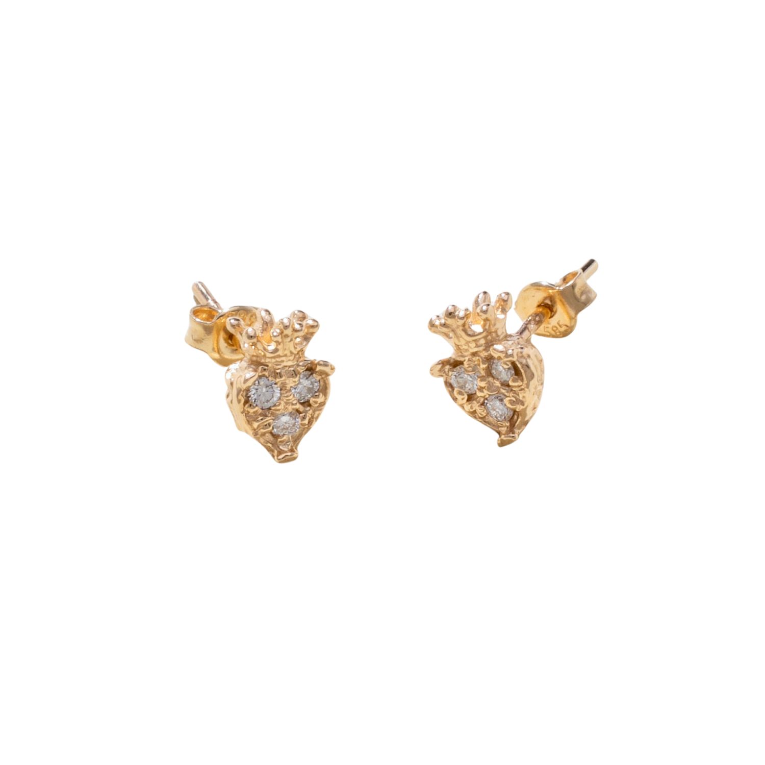 Iskra Women's Royal Crown Heart Gold Diamond Earrings In Gold