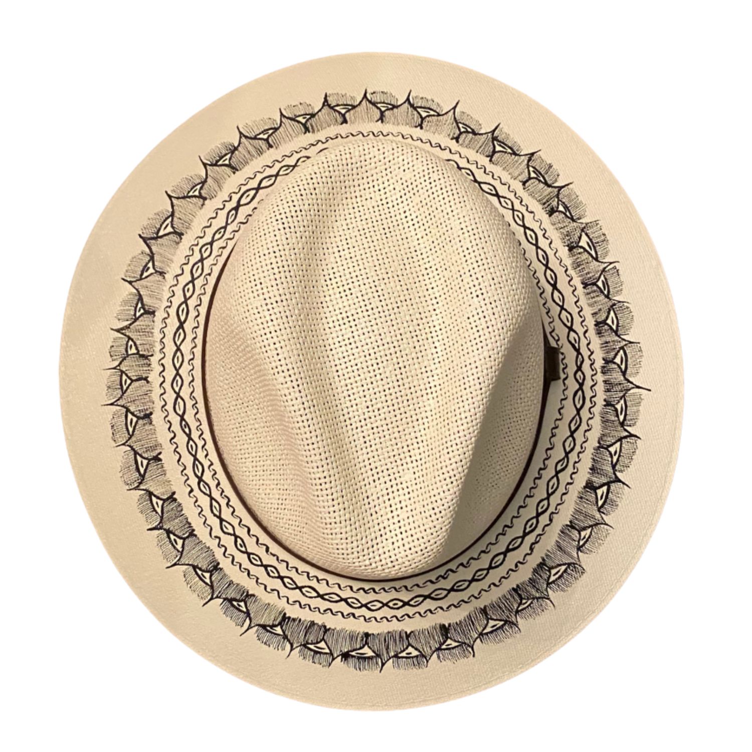 Larkin Lane Women's Black / White Hand-painted Hat From Mexico - White, Black In Black/white