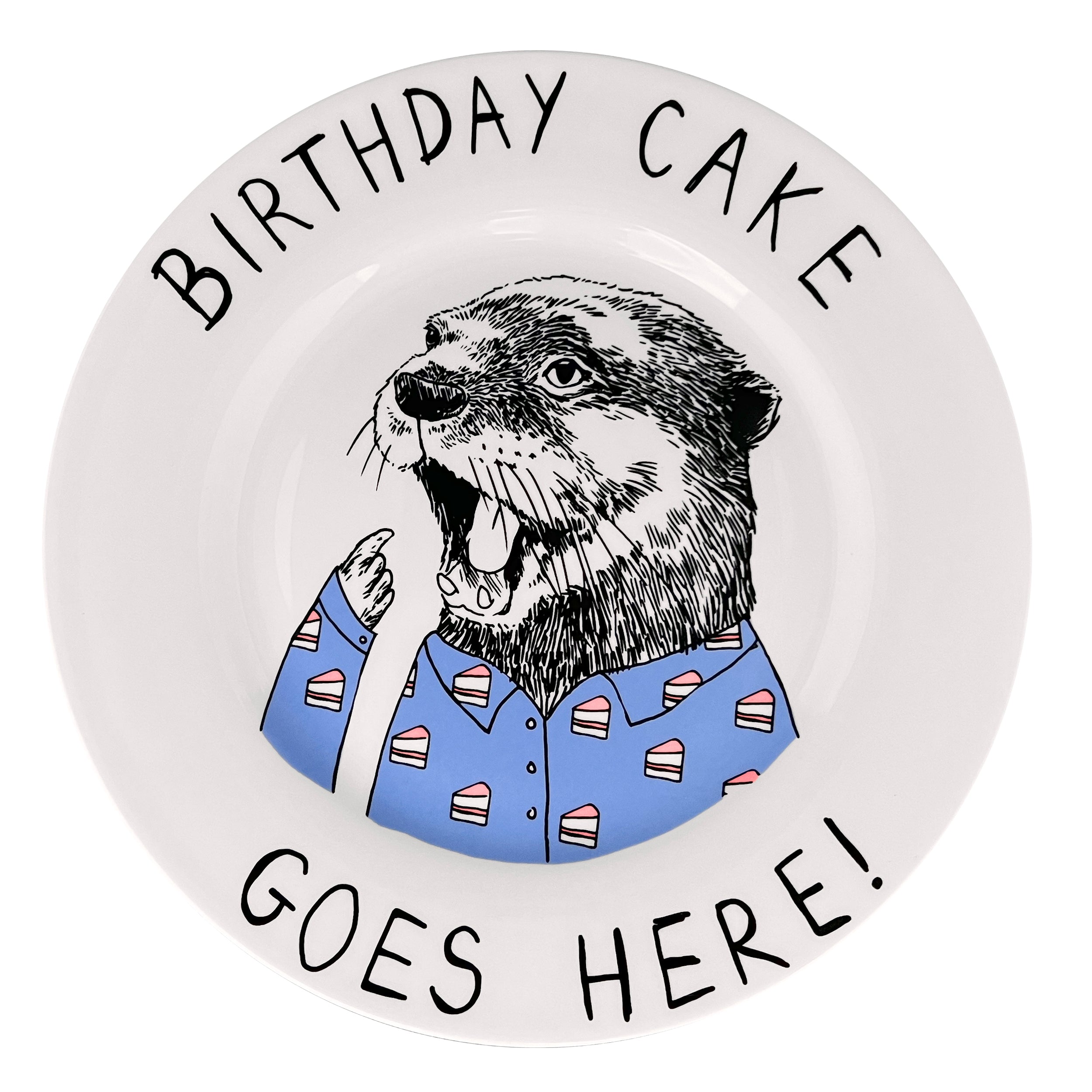 Jimbobart Birthday Cake Goes Here Side  Plate In White