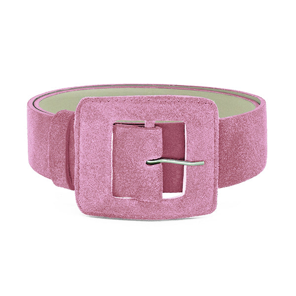 Women’s Pink / Purple Suede Square Buckle Belt - Blush Pink Medium Beltbe