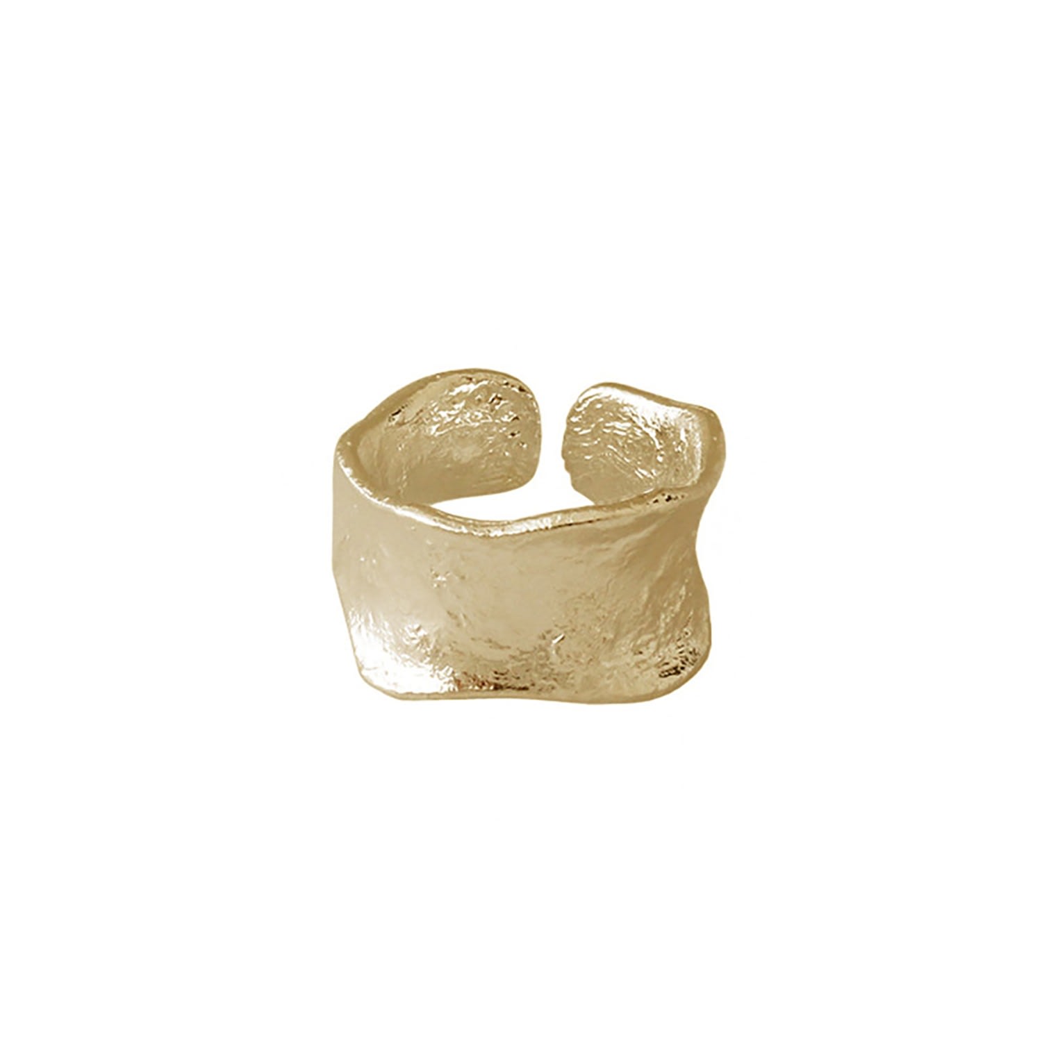 Janus Edinburgh Women's Gold Vermeil Paria Achmelvich Brush Stroke Textured Chunky Open Ring