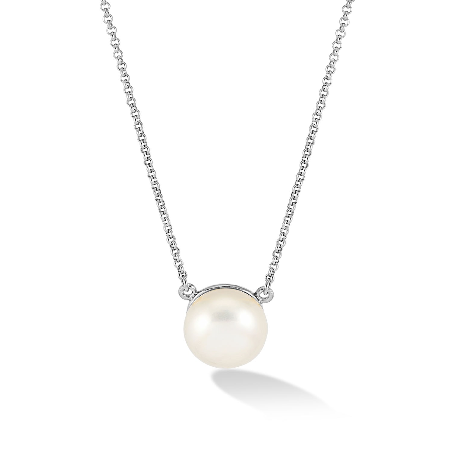 Dower & Hall Women's Timeless White Freshwater Pearl Pendant In Silver In White