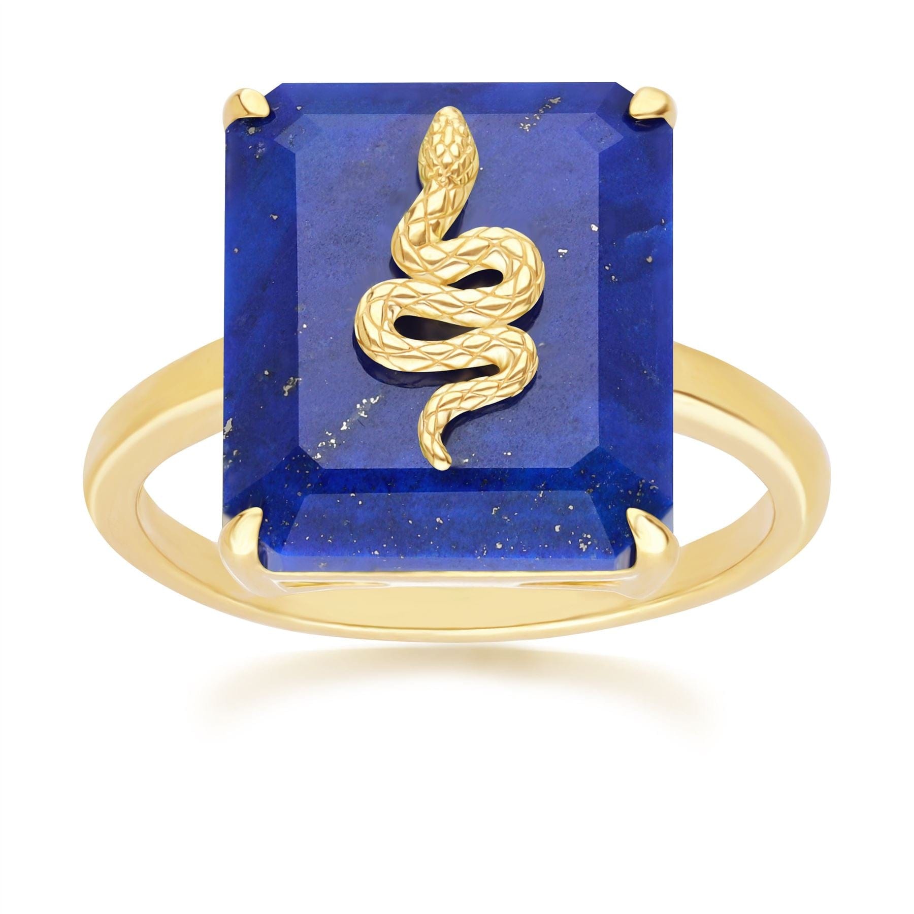 Women’s Blue / Gold Lapis Lazuli Snake Ring In Gold Plated Sterling Silver Gemondo