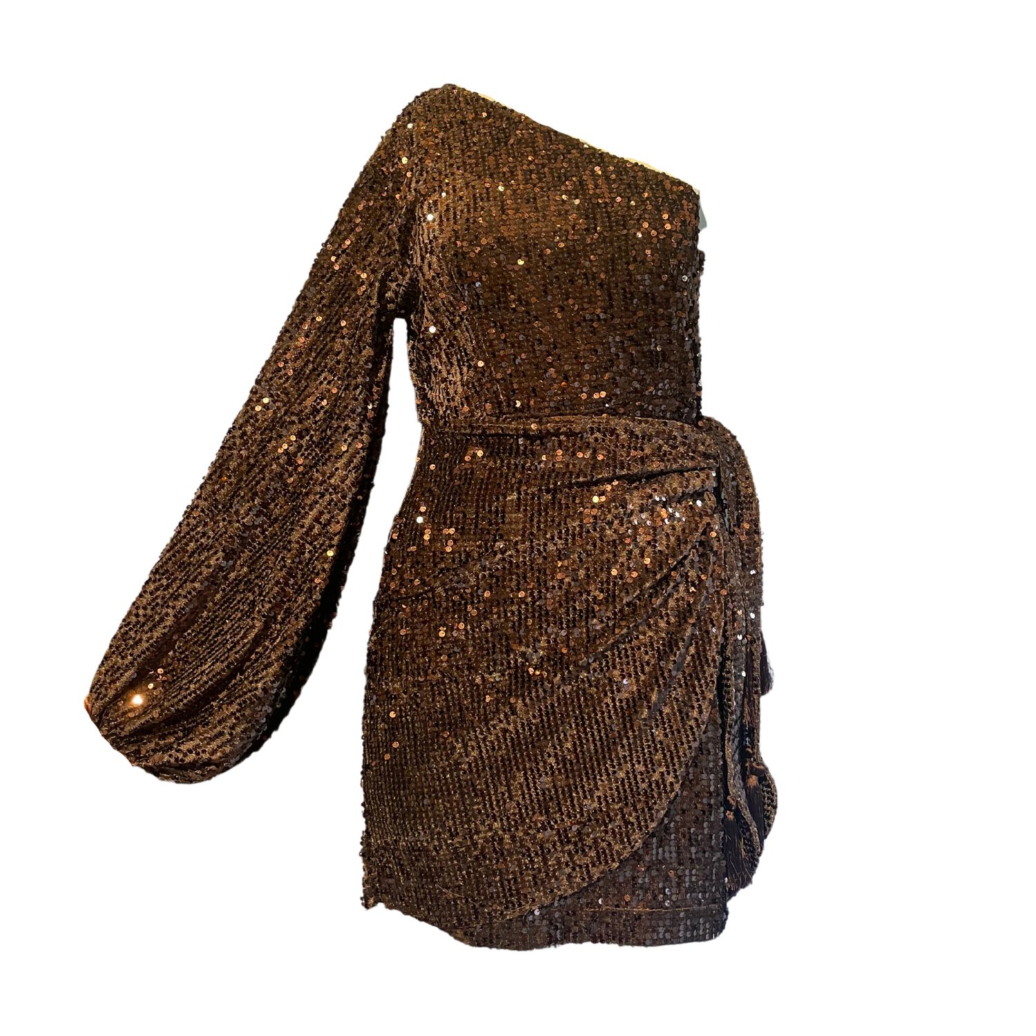 Women’s Brown One Shoulder Sequin Dress XXL Style Junkiie