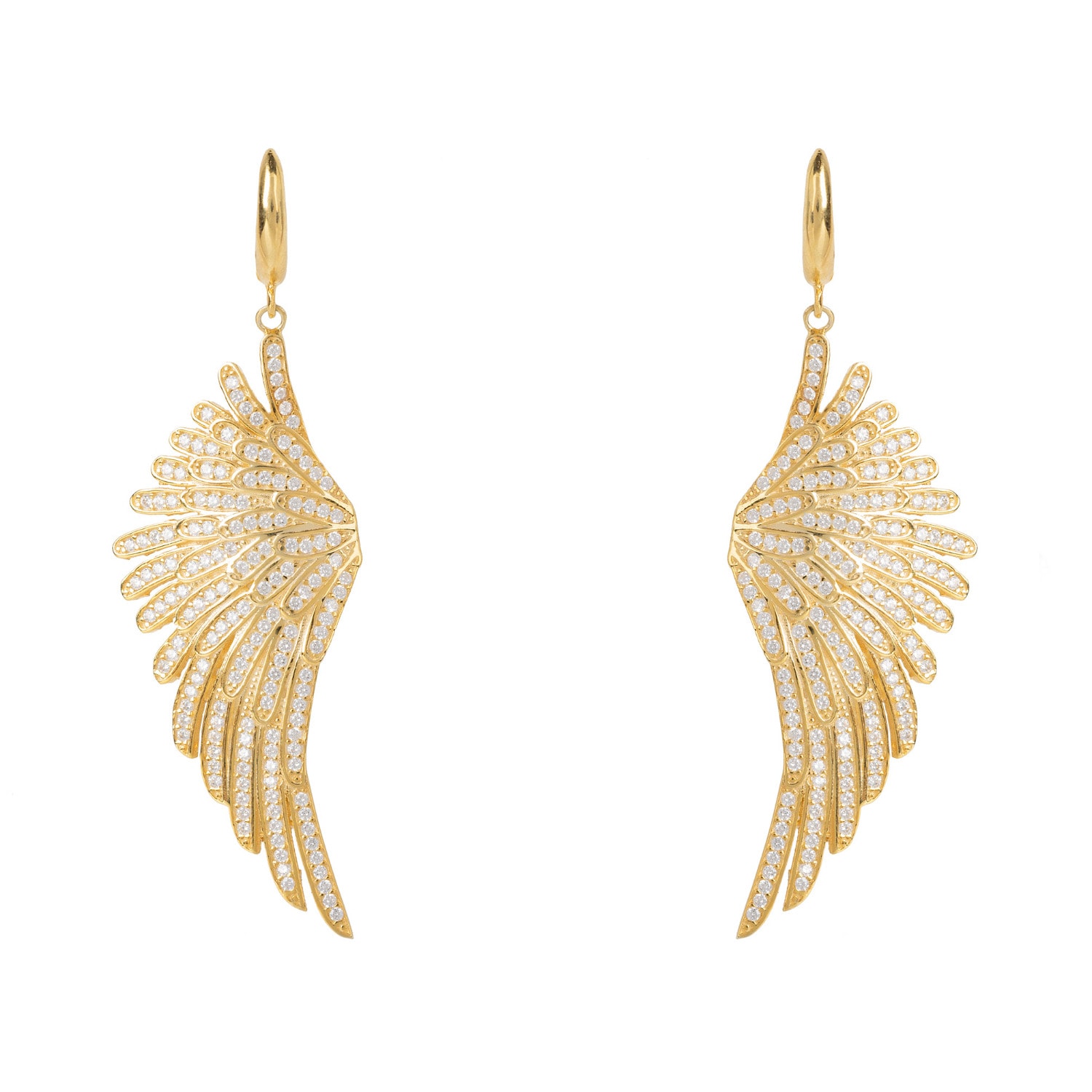 Women’s Gold / White Angel Wing Drop Earrings Gold White Latelita