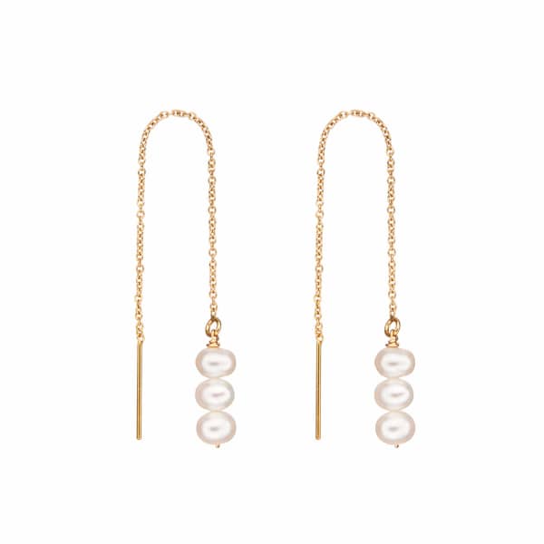 Lily & Roo Gold Cluster Pearl Drop Threader Earrings In Threader