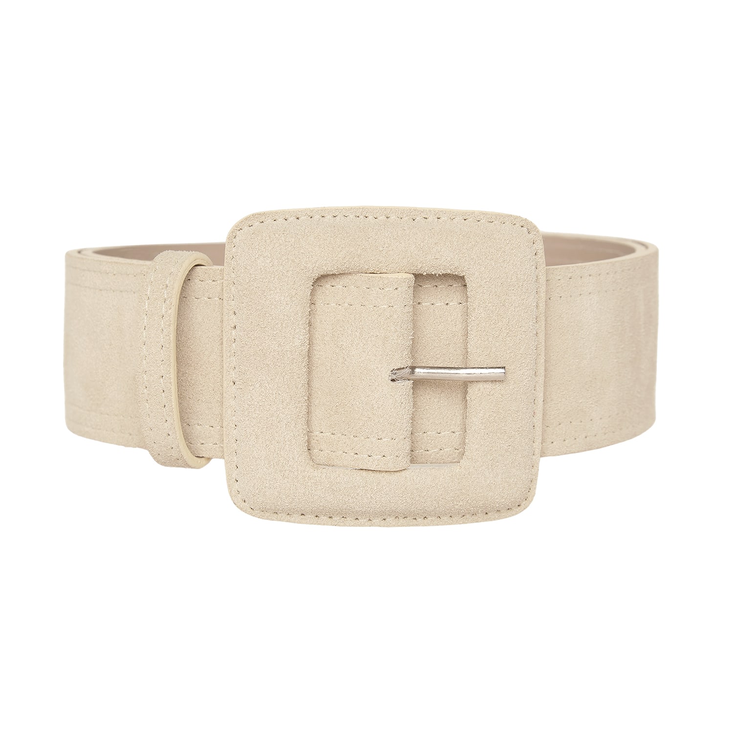Beltbe Women's Neutrals Suede Square Buckle Belt - Beige In Beige