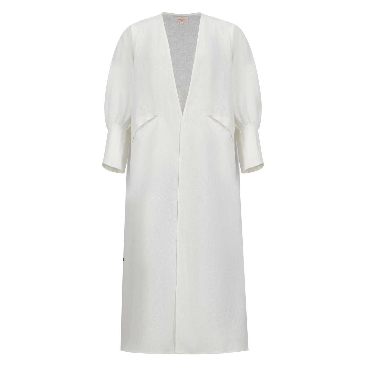Azzalia Women's Pure Linen Abaya With Fitted Stitched Cuff In Marshmellow Color