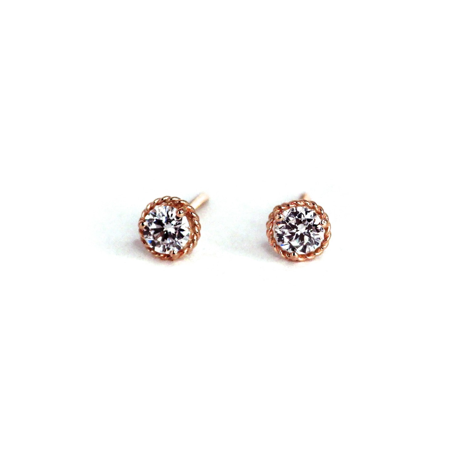 Vicstonenyc Fine Jewelry Women's Antique Lab Diamond Stud Rose Gold Earrings