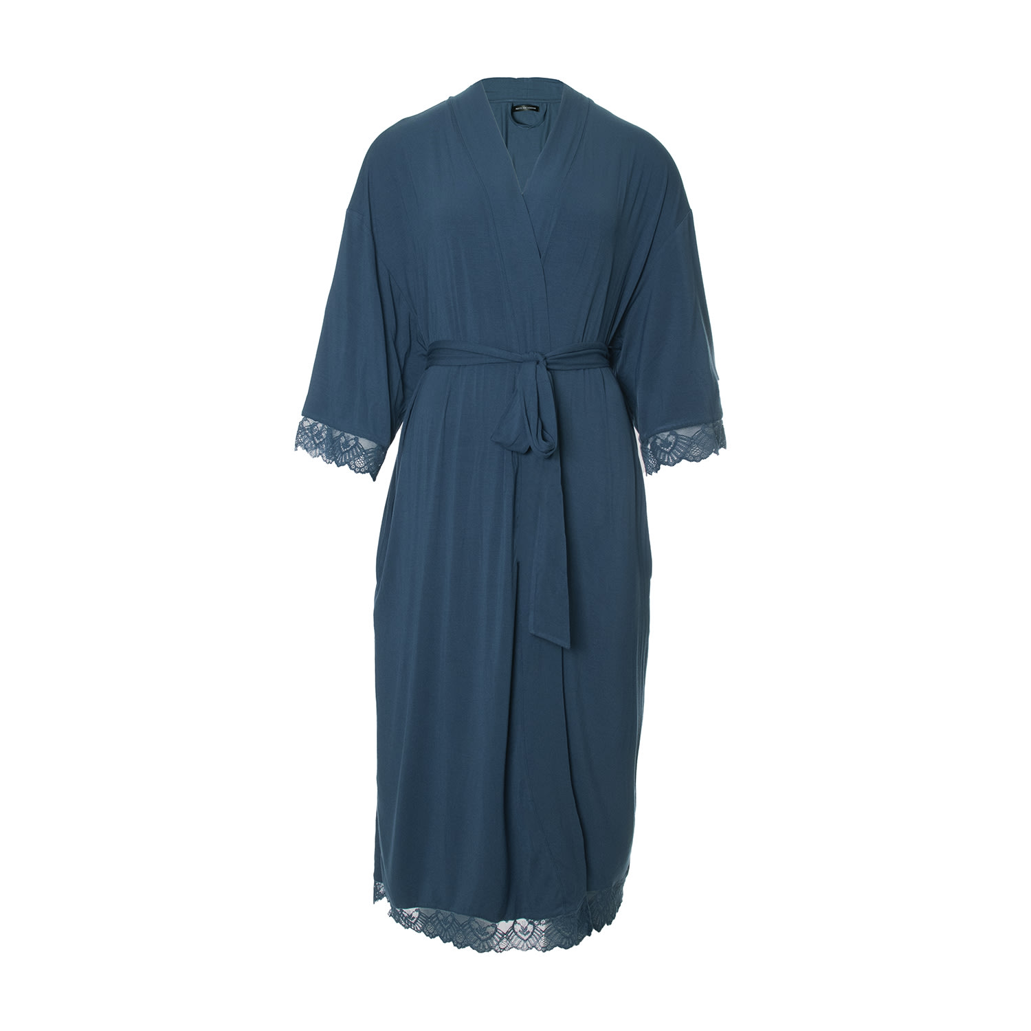 Pretty You Women's Green / Blue Bamboo Lace Kimono Robe In Teal In Green/blue