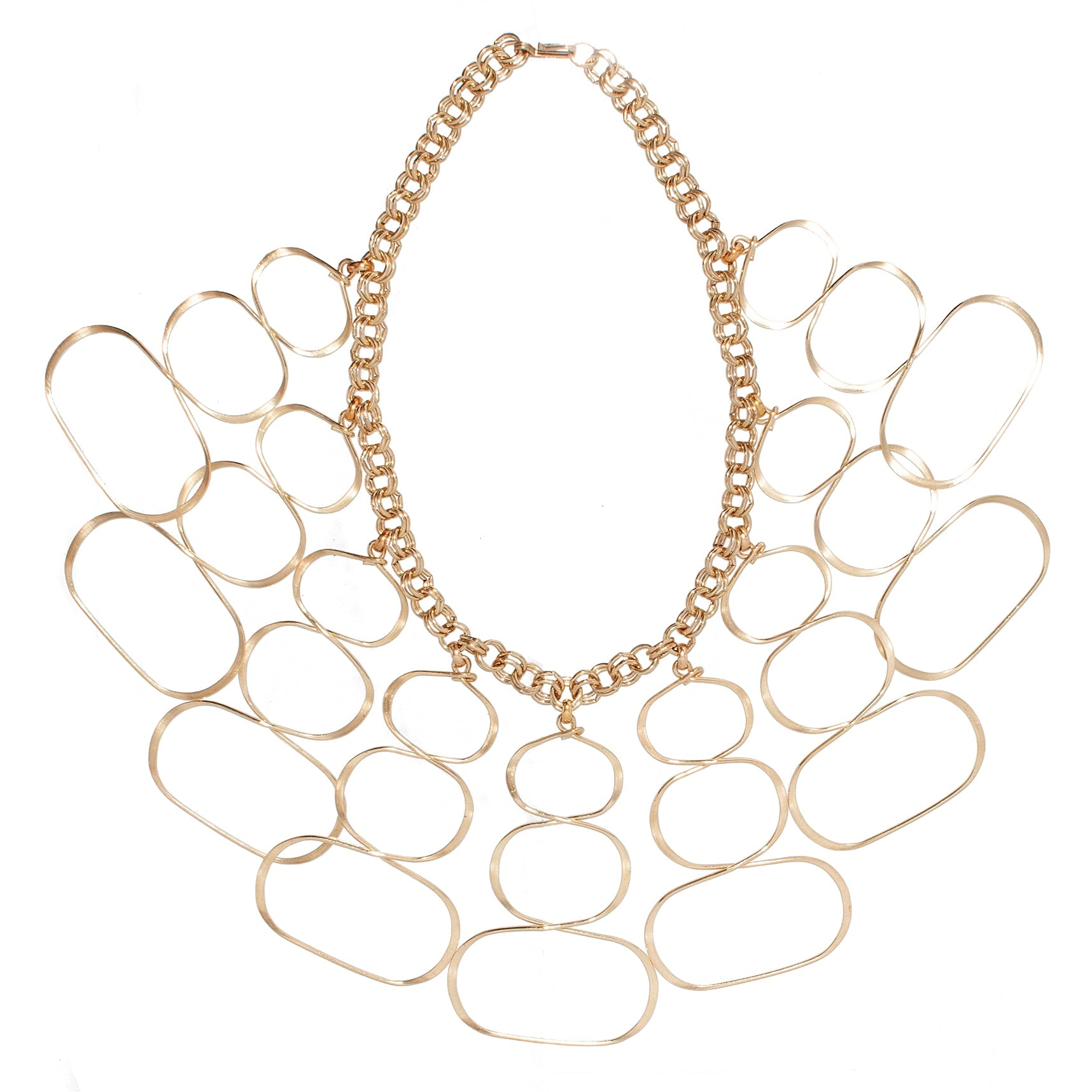 Women's Gold Ajet Necklace – Sculptural Statement Necklace With Vintage Brass And Kinetic Oval Links | Castlecliff