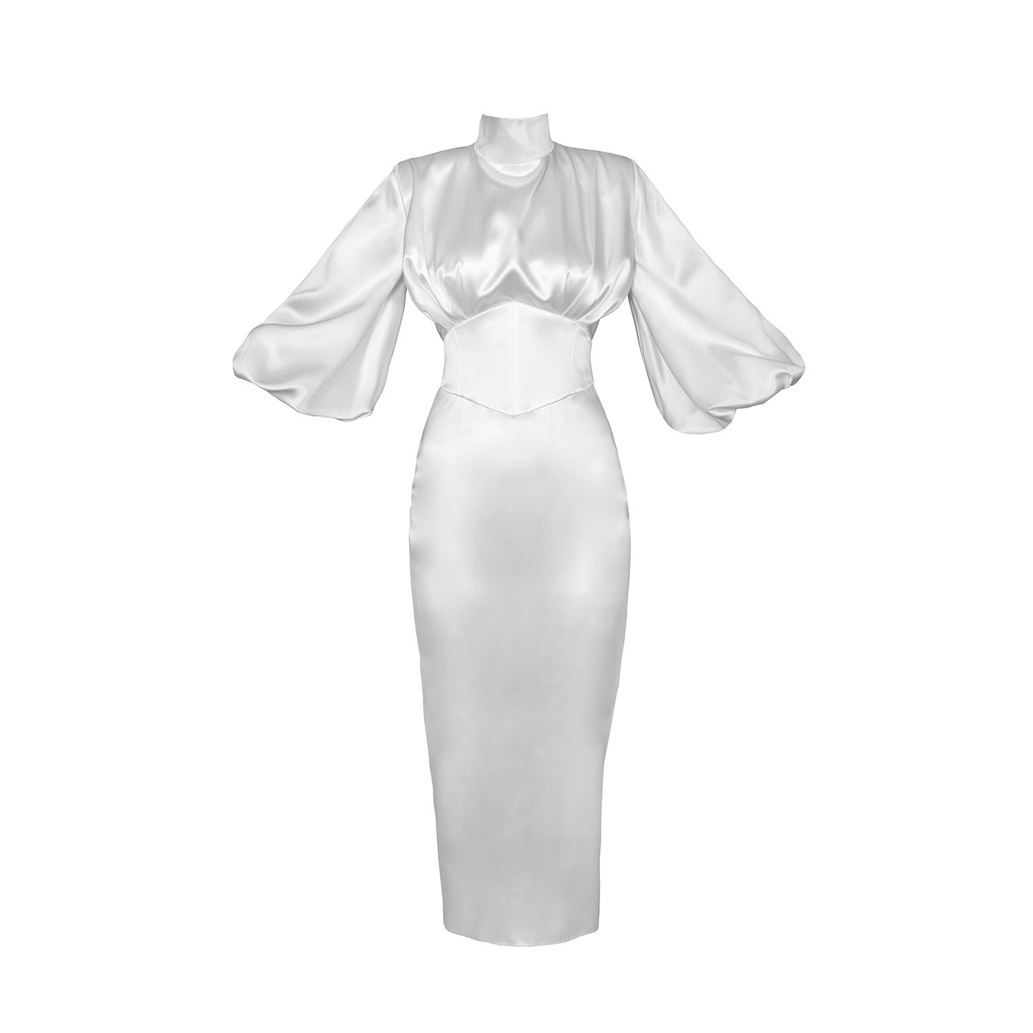 Vestiaire D'un Oiseau Libre Women's White Midi Corset Silk Dress In White
