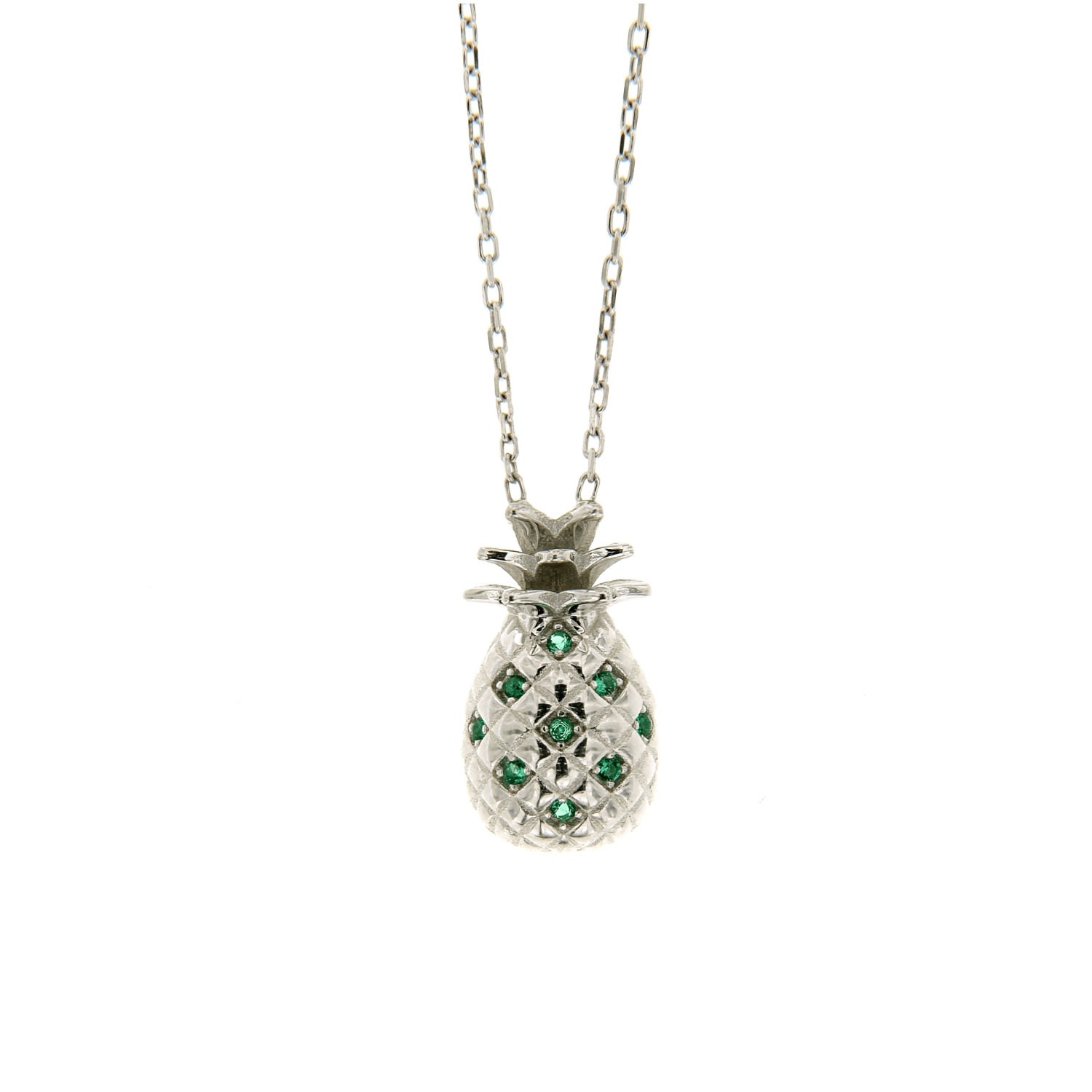 Women’s White Sterling Silver Pineapple Emerald Necklace Cosanuova