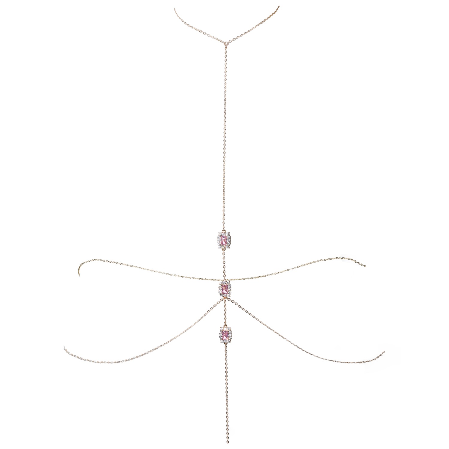Women's Gold / Pink / White Carré T-Line Body Chain In Bright Pink | Studio Baloge