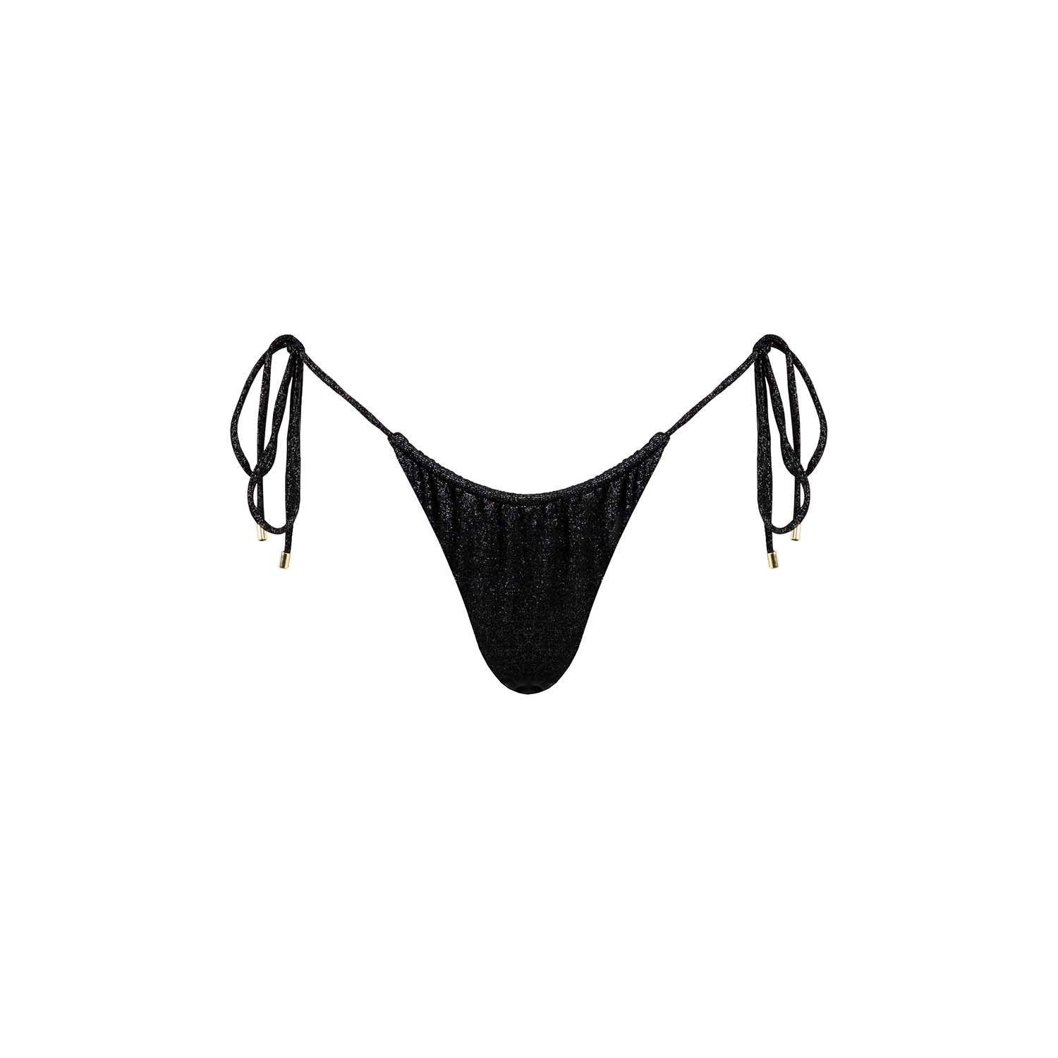 Monarch Women's Kaia Side Tie Ruched Bikini Bottom - Black Metallic In Black