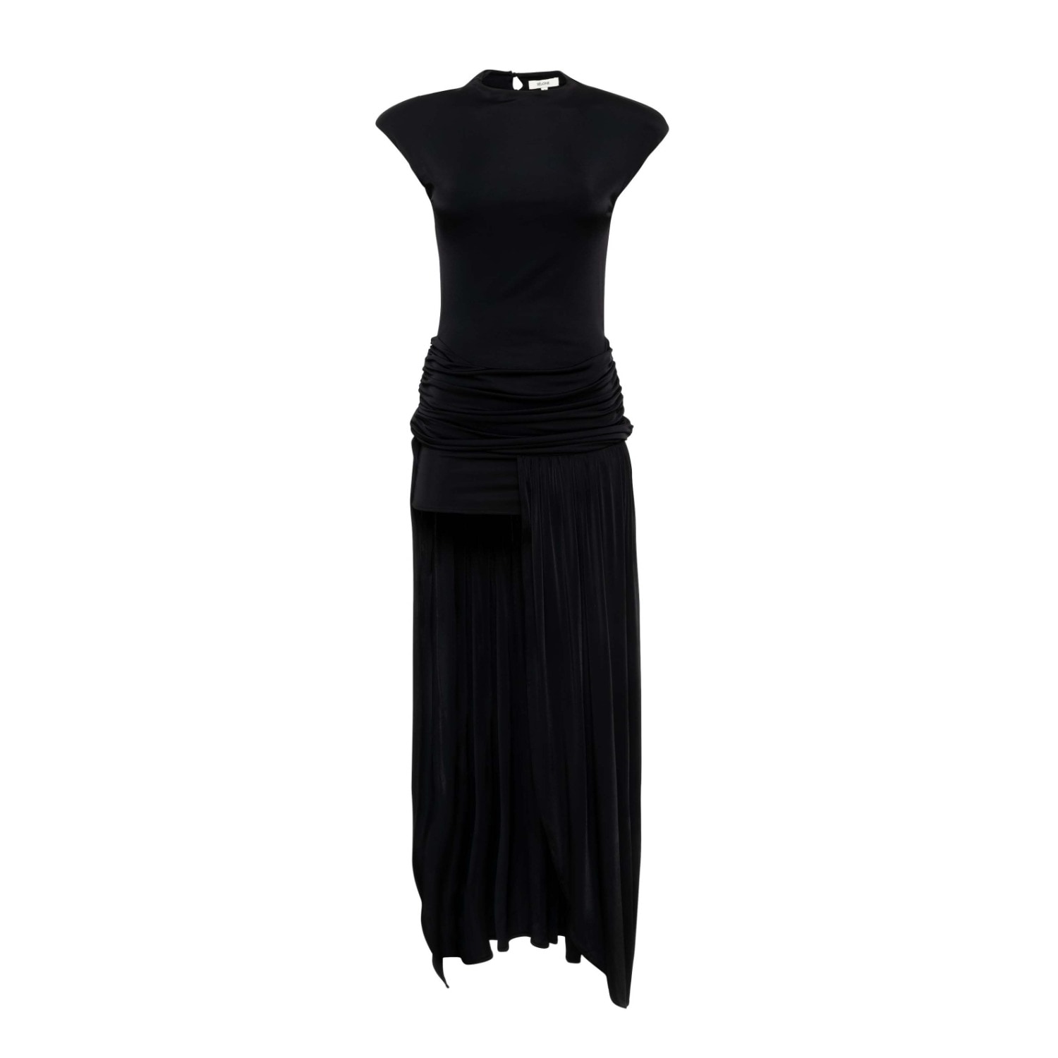 Women's Black Sira Draped Open-Back Dress | Extra Small | Sélone