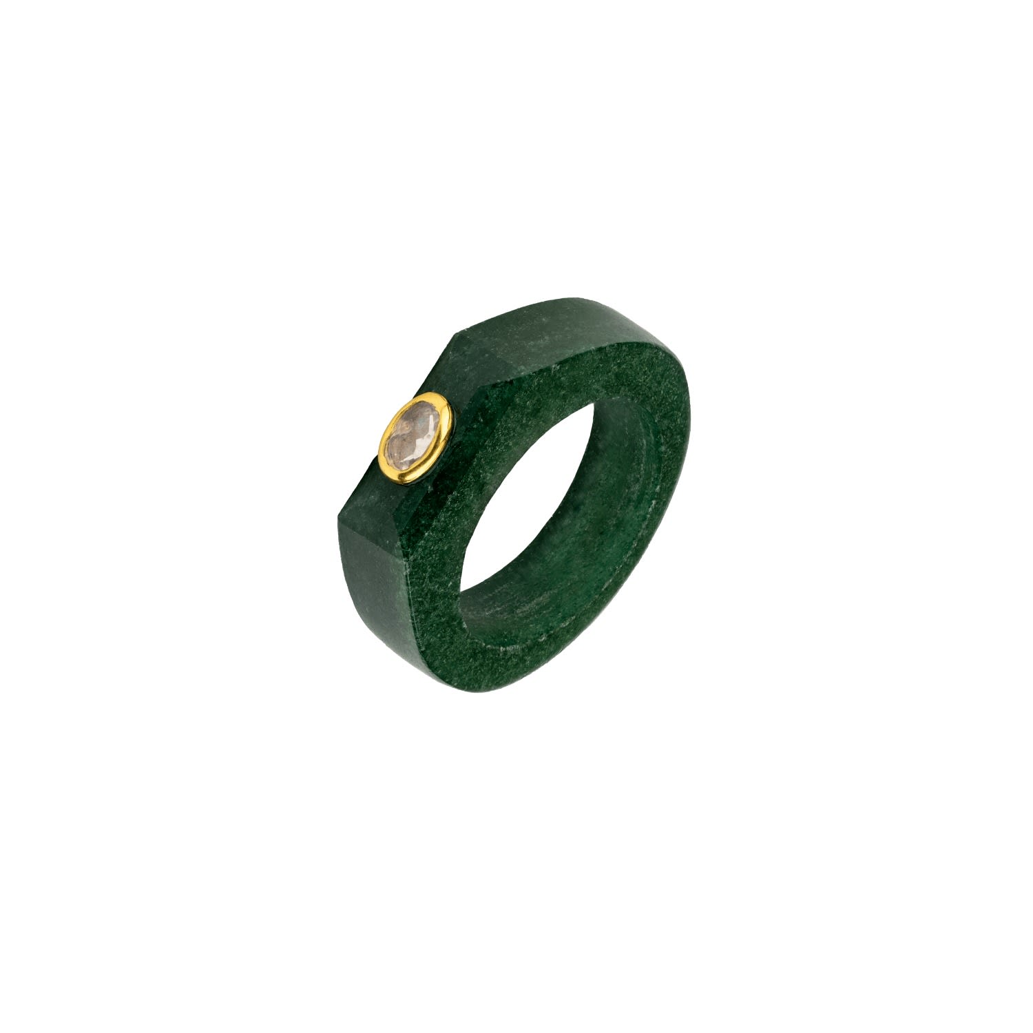 Lavani Jewels Women's Gold / Green Green Aventurine Blackberry Ring Small Size In Green