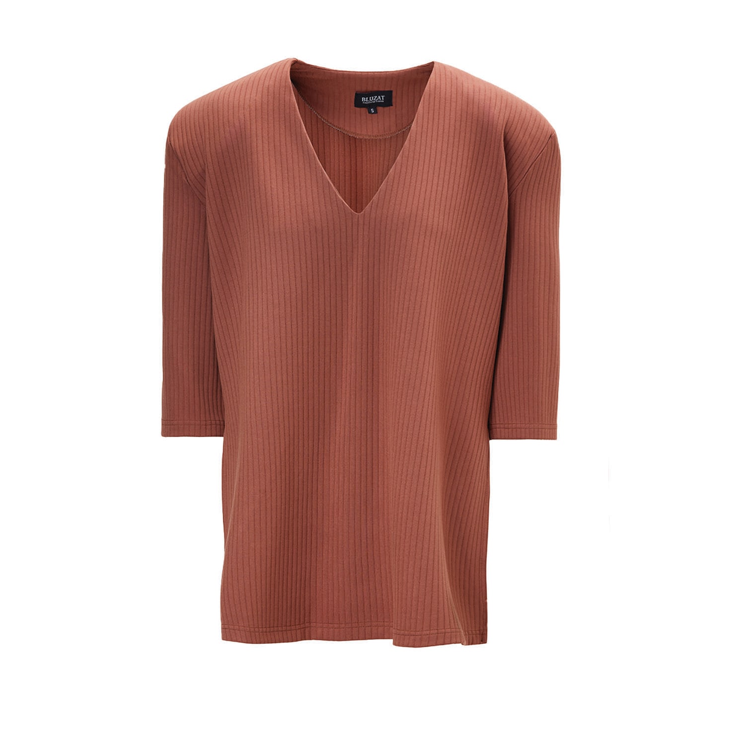 Bluzat Women's Brown Ribbed Blouse In Brown
